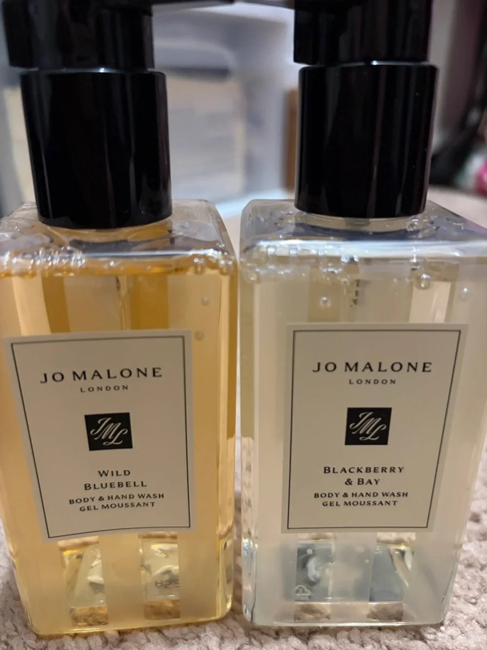 Jo Malone Blackberry & Bay & Wild Bluebell Duo - Clear and Pale Gold Bottles new